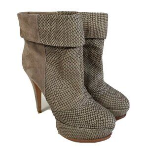Dolce Vita Calla Platform Bootie Boots Womens Size 8 Taupe Suede Leather Snake‎